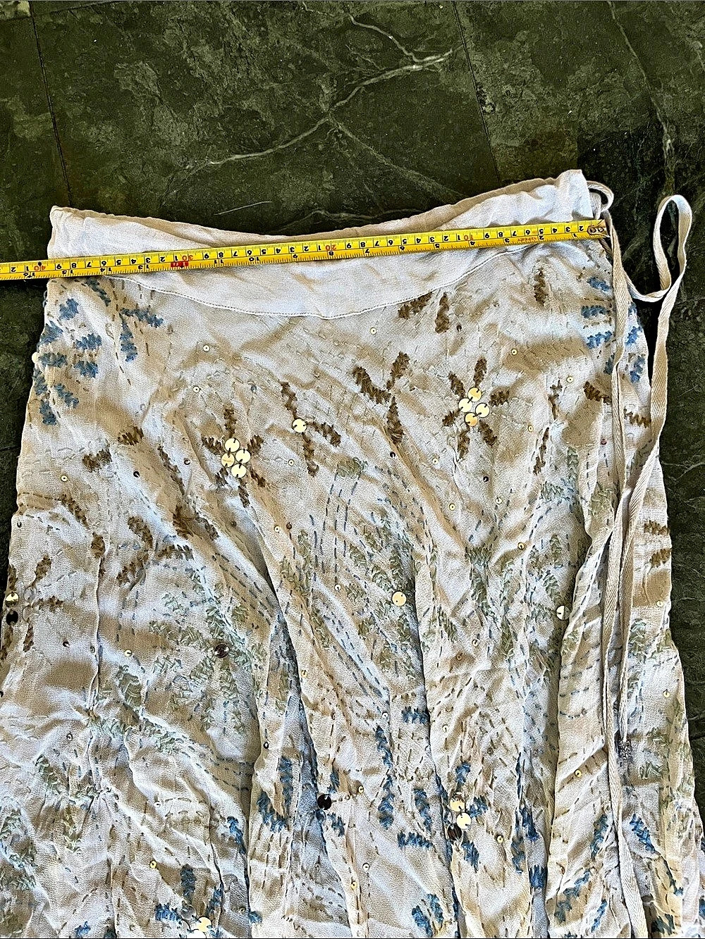 Chan Luu Floral Embroidered Maxi Skirt in Gray & Blue - Picture 6 of 13